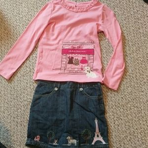 NWOT Gymboree French shirt & skirt outfit